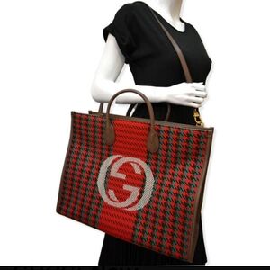 Gucci Red and Brown Checkered Tote / USED once